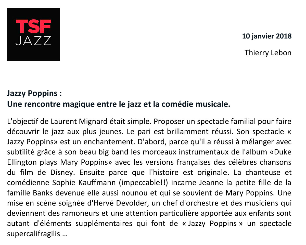 TSF Jazz – Janvier 2018 – Jazzy Poppins